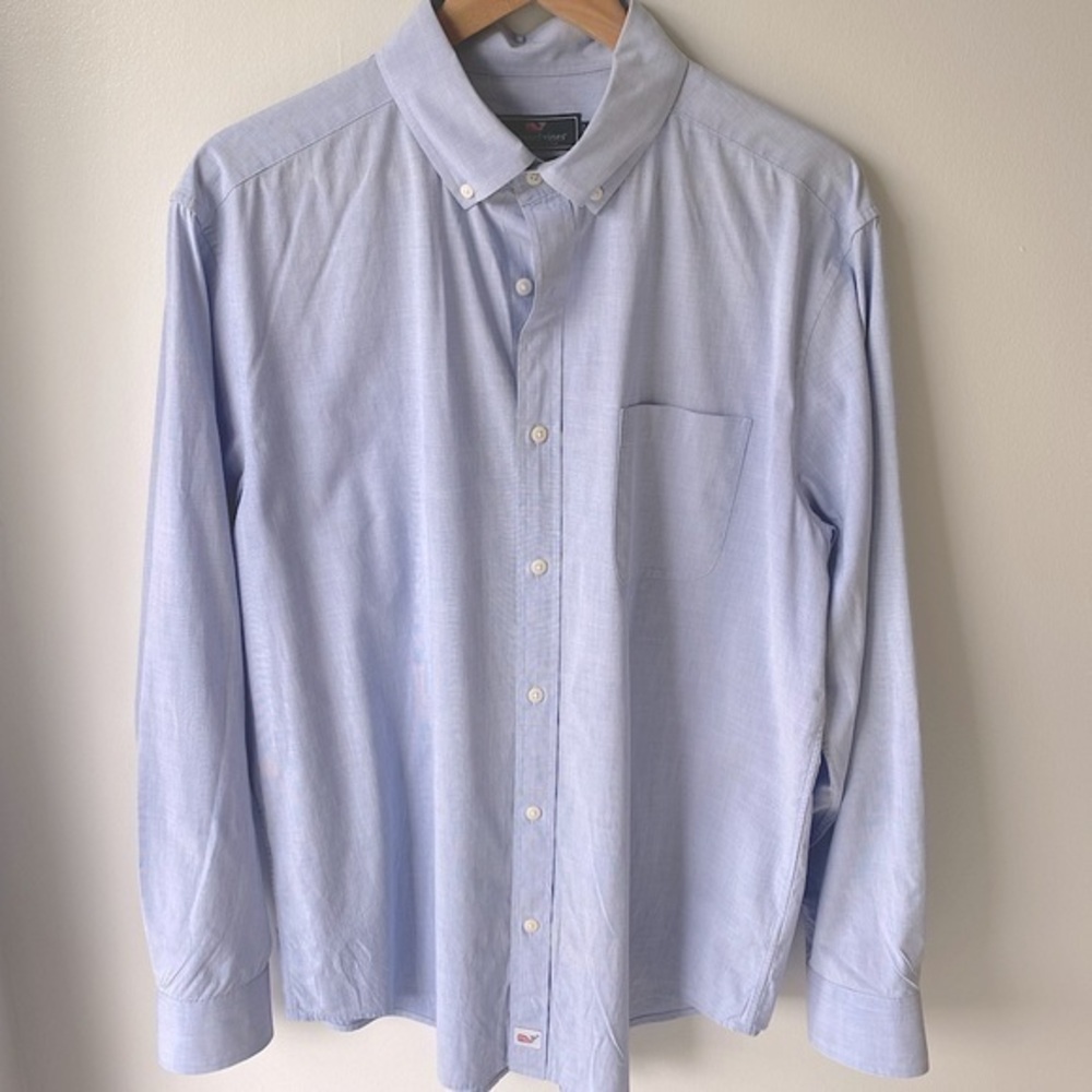 Vineyard Vines Classic Fit Murray Button Up Long Sleeve Blue Dress Shirt L EUC
